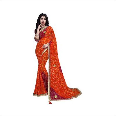 Red Bandhani Saree