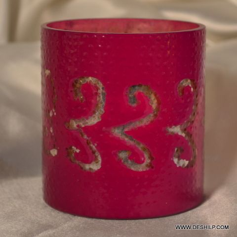 HAND DECOR PINK GLASS VOTIVE