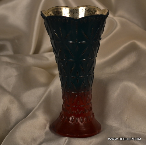 Antique GLASS SILVER FLOWER VASE