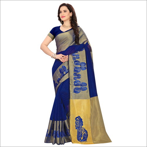 Fancy Embroidery Cotton Silk Sarees