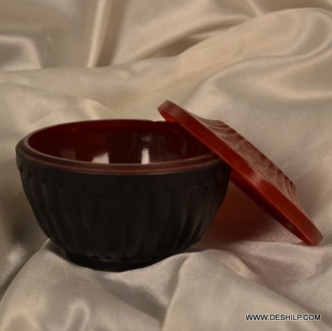 COLORFUL GLASS BOWL WITH GLASS LID