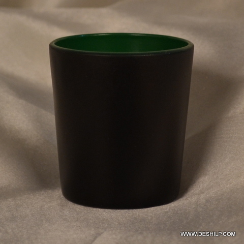Black Colored Toughed Glass Small T Light Candle Holder - Style: Antique Imitation