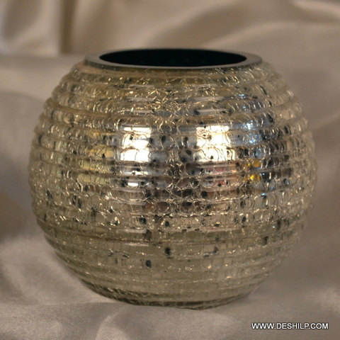 Silver Glass Candle Holder For Decoration - Style: Antique Imitation
