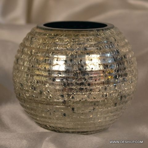 SILVER GLASS CANDLE HOLDER