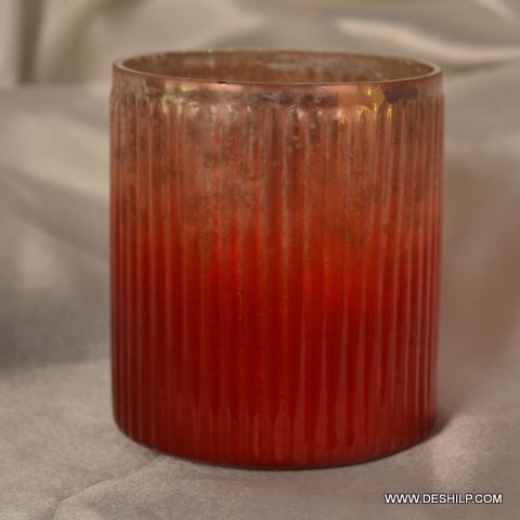 ORANGE COLOR GLASS CANDLE HOLDER