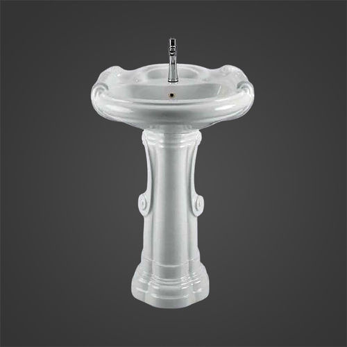 White Big Sterling Pedestal Wash Basin