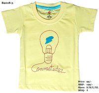 Kids Bulb Embroidery design T shirts - L. Blue/ Yellow/ Peach - Round Neck, Half Sleeve