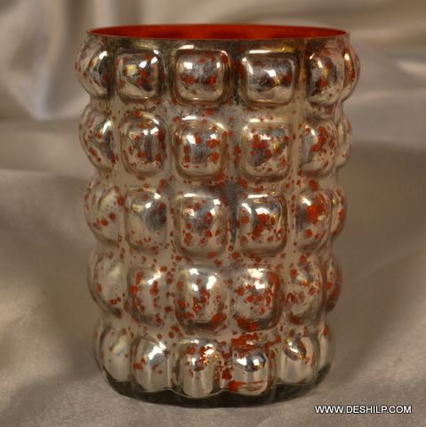 Silver Glass Candle Holder Handmade Votive