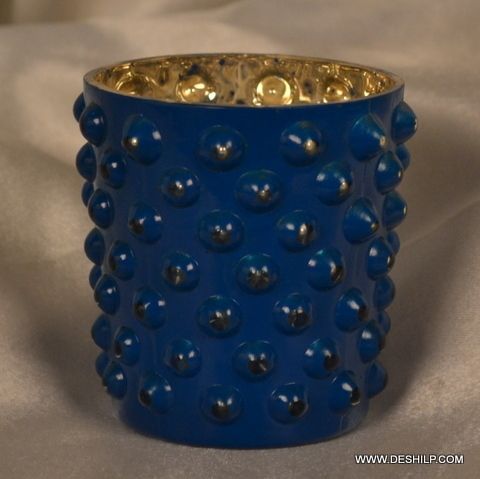 DOTTED GLASS SILVER CANDLE HOLDER