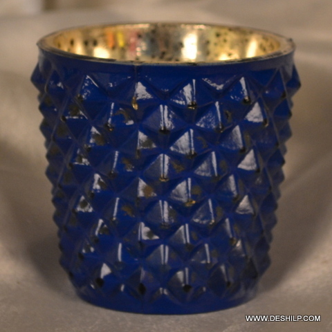 Blue SILVER T LIGHT CANDLE HOLDER