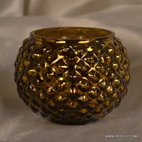 Cylindrical Shaped Silver Handmade Candle Holder - Material: Glass