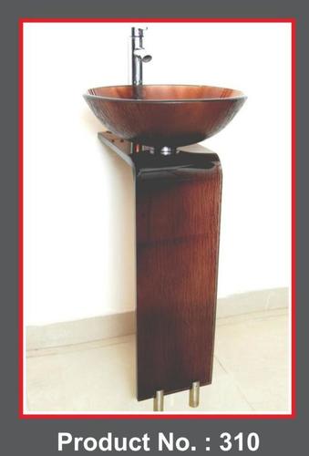 Glass L-Bend Basin Set - 9x42 Inches, 16x16 Inch Glass Bowl, 18x24 Inch Mirror | Durable Brown Glass, Floor Mounted Design, 19 mm Thickness