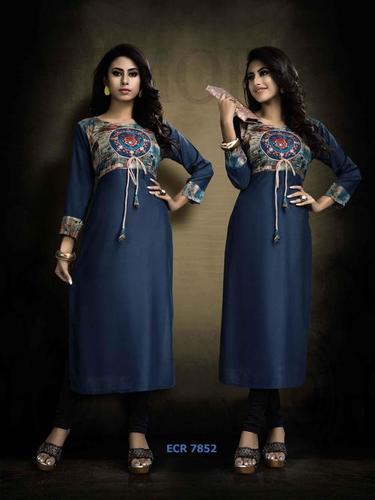 Navy Blue Rayon Kurti