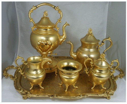 GOLD SILVER PLATED COPPER TEA SET