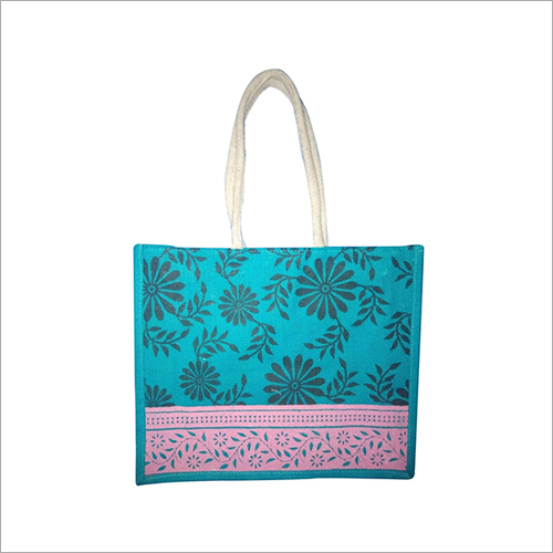 Jute Designer Printed Bag - Jute, Various Sizes, Ocean Color | Customizable Designs, Zipper Top, Highly Durable and Washable, Fraying Resistant