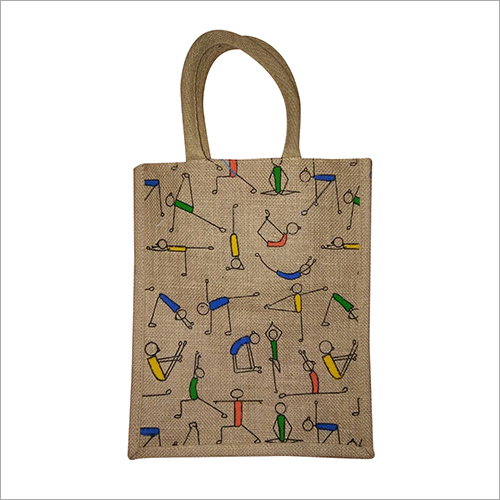 Jute Printed Bag - Jute Fabrication, Off White Color, Zipper Top Closure | Washable, Vintage Pattern Design, Durable Shopping Solution