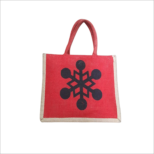 Jute Fancy Bag - Jute Material, Customizable Size, Red Color , Zipper Top for Promotional & Shopping Use, Fashionable Patterns, Durable & Washable