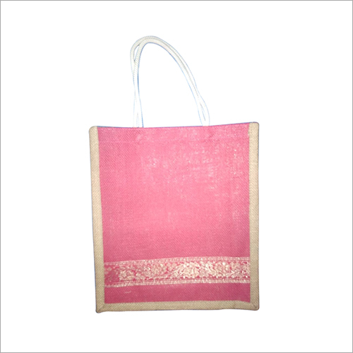 Stylish Jute Bag - Jute Material Shoulder Length Handle Pink Color | Eco-Friendly Customizable Designs Fashionable Patterns