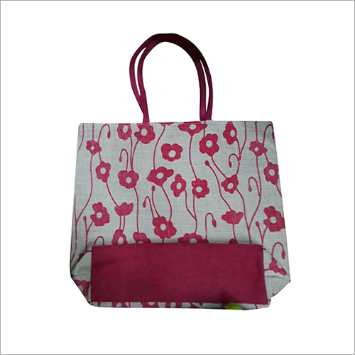 Jute Floral Printed Bag - Jute Material, Zipper Top, 12x15 inches, Red Color | Durable, Biodegradable, Washable, Customizable Design, Ideal for Shopping and Promotions