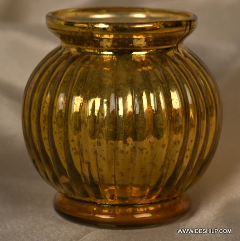 Pot shaped SILVER GLASS CANDLE HOLDER