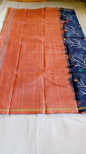 Masarised Cotton Saree - Beautifully Printed Soft Fabric , Classic Red and Black Color for All Seasons