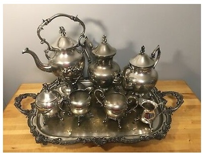 Brass Decorative Tea Set with Gold Tray