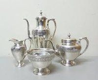 Brass Decorative Tea Set with Gold Tray