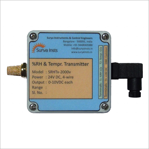 RH And Temperature Transmitter - Metal Plastic, 80x80x40 mm | High Accuracy ±0.5%, Chemical Resistant, Panel Mount, 4-20 mA Output