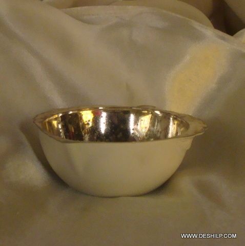 SILVER GLASS DECORATIVE BOWL