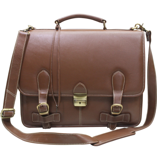 Tan Leather Briefcase Office Bag For Men