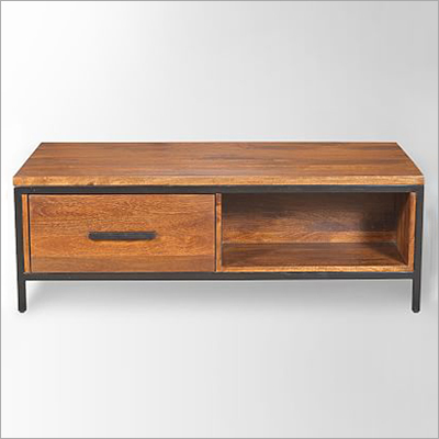 2 Drawer Wooden Coffee Table - Solid Wood, 48x24x18 Inches, Brown | Durable, Termite Resistant, Metal Frame, Stylish Design