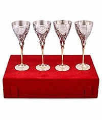 Decorative German Silver wine Glasses Set of 2 with Box