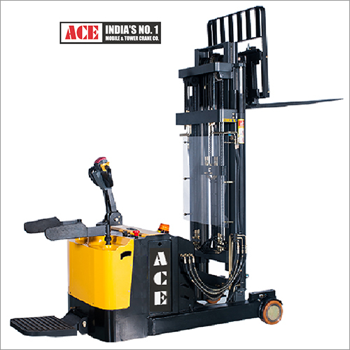 Electric Reach Stacker - Battery Operated, 1500 kg Capacity, 4.5 m Lift Height, Rust Proof, Durable, Easy to Operate, Power Efficient, Orange