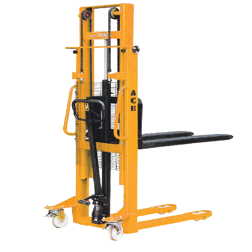 Manual Hydraulic Stacker - 1000 Kg Lifting Capacity 1600 mm Max Height | Durable Easy to Operate Rust Proof Strong Design in Orange
