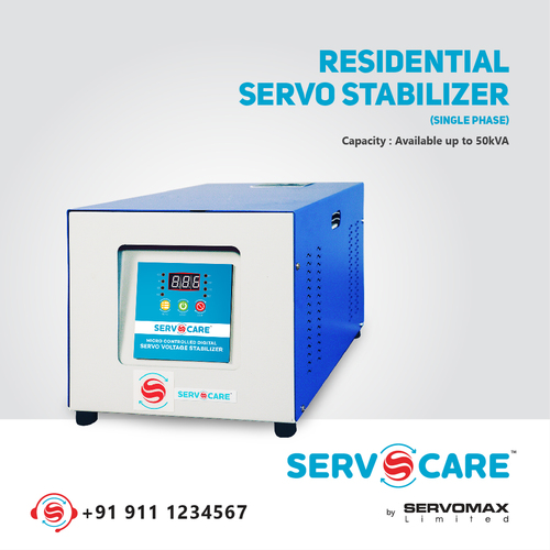 Single Phase Servo Stabilizer - 230V Output Voltage, Micro Controlled System | Input Short Circuit Protection, Surge Suppressor, High Efficiency, Audio Alarm