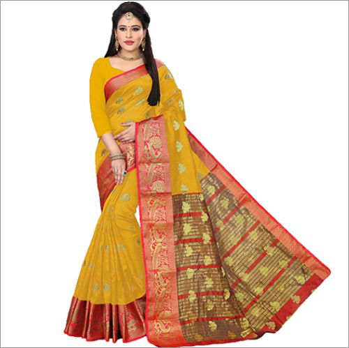 Yellow Handloom Silk Saree