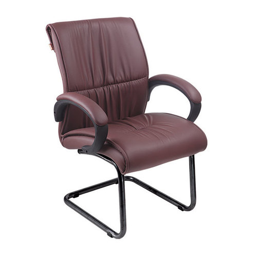 Designer Office Chair - High Grade Metal, 12.5-30 Inch Height, Maroon Leather Upholstery | Ergonomic Back Support, Foam Padded Seat, Stylish Arm Rest