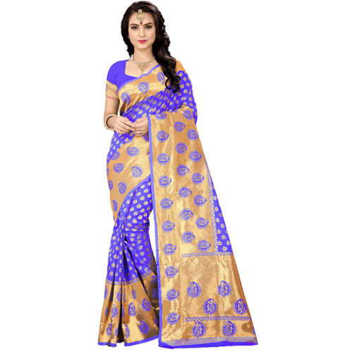 Fancy Handloom Silk Saree - Weaving Design, Purple Color for Festive Occasions