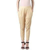 Ladies Off White Cotton Flex Pant