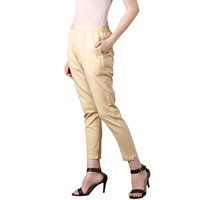 Ladies Off White Cotton Flex Pant