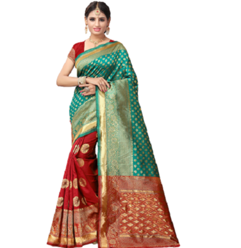 Green And Red Silk Saree