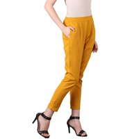 Ladies Yellow Cotton Flex Pant