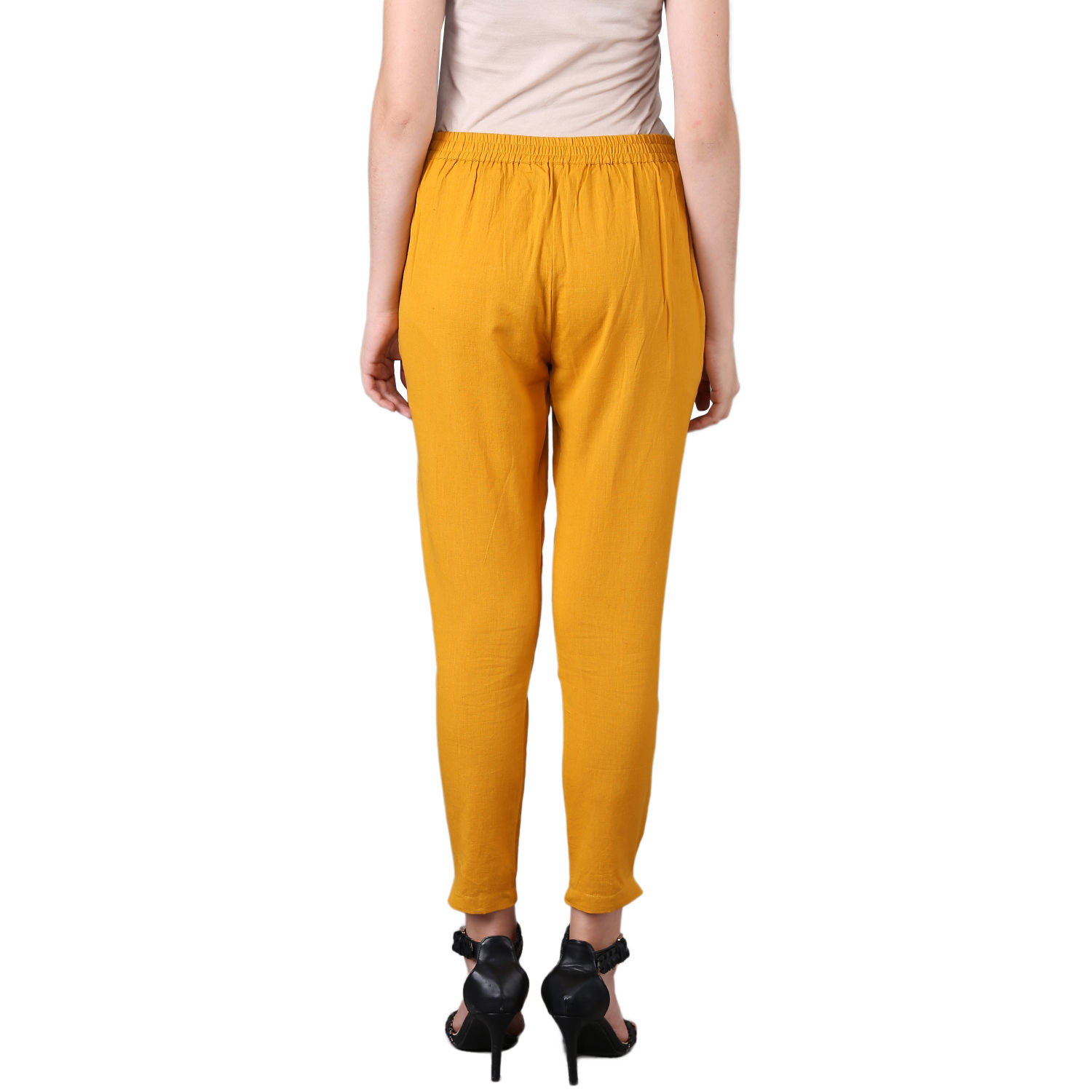 Ladies Yellow Cotton Flex Pant