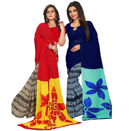 Two Color Printed Georgette Saree