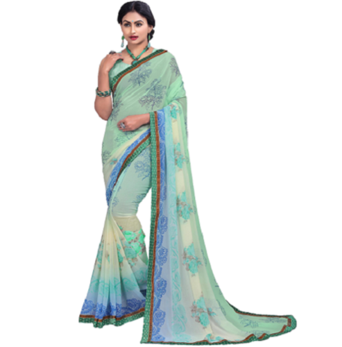 Green Fancy Printed Saree