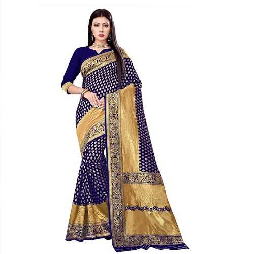 Navy Blue Handloom Silk Saree