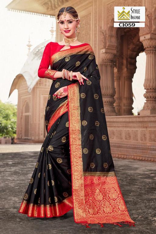 Black And Red Latest Banarasi Silk Sarees