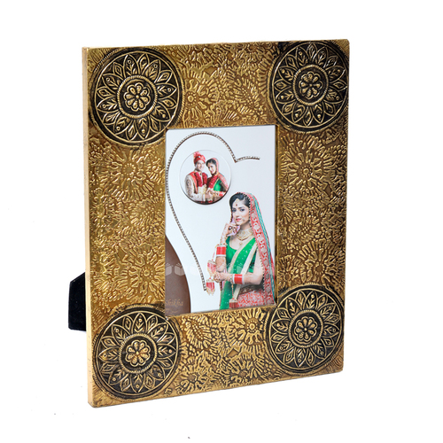 Home Decor Wooden Photo Frame Brass Fitted Handicraft Decorative Item