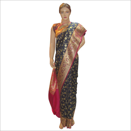 Black And Golden Ladies Fine Embroidered Saree