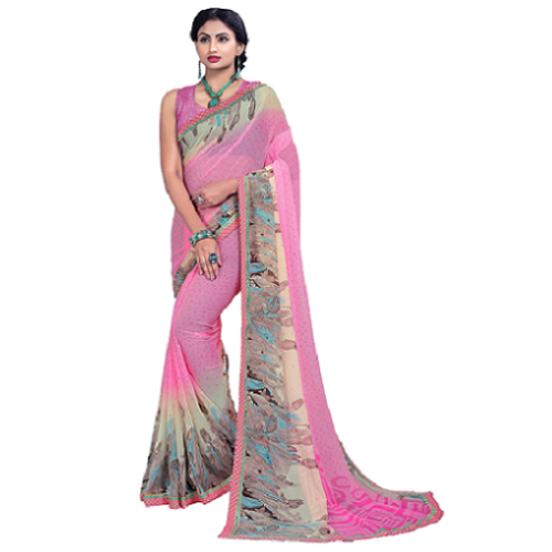 Pink Printed Saree
